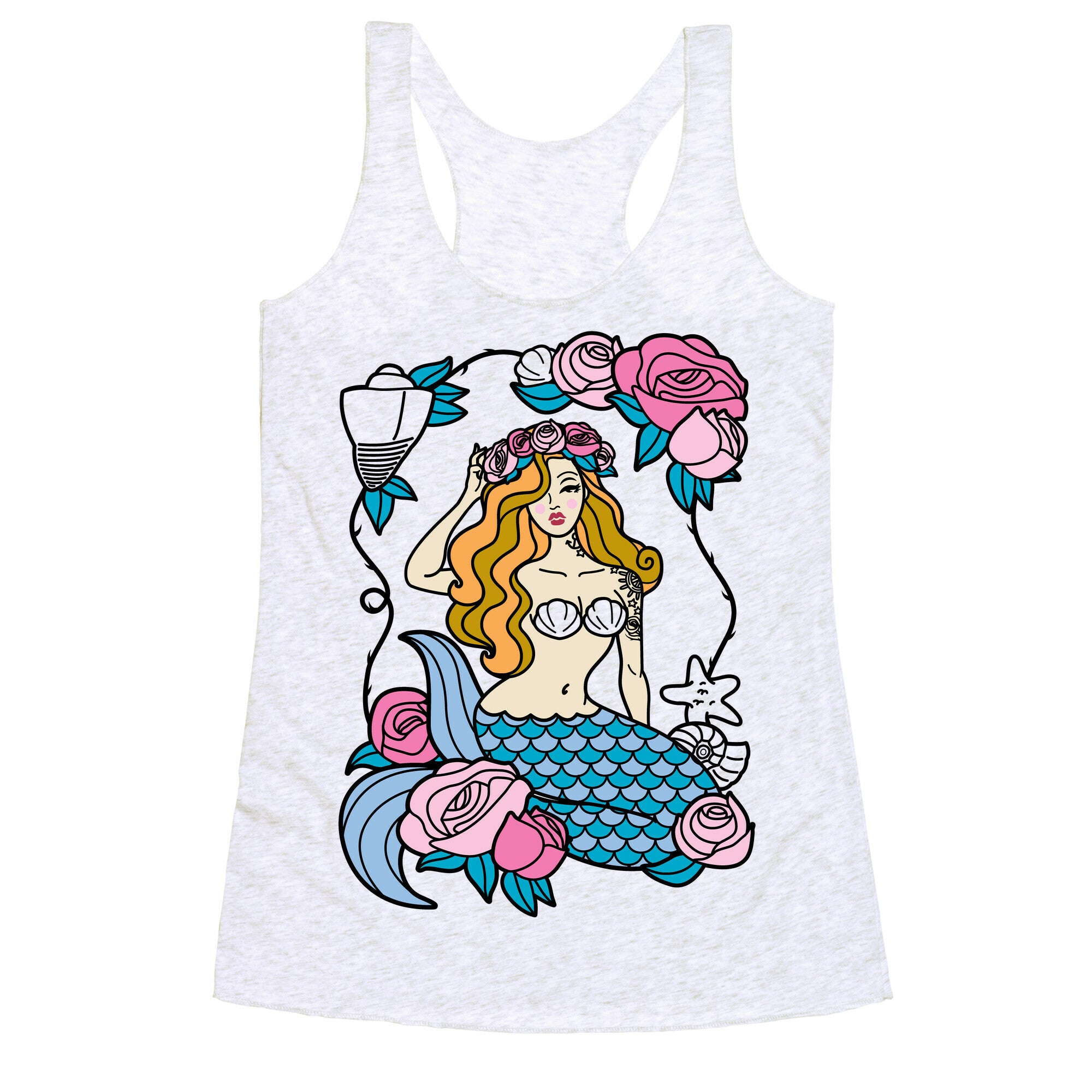 Nautical Tattoo Mermaid Racerback Tank